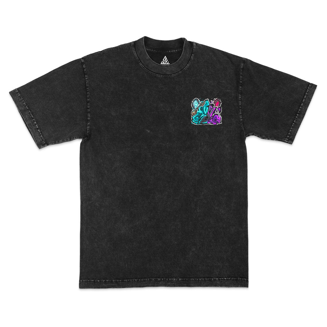 Overpowered Heavyweight Mineral Wash Tee - Black