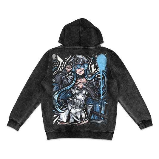 Frostbound Tyrant Mineral Wash Hoodie - Black