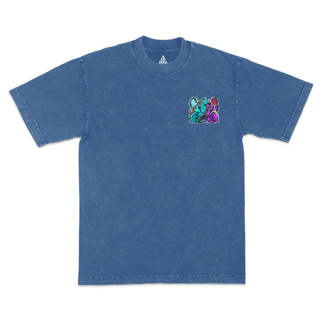 Overpowered Heavyweight Mineral Wash Tee - Indigo