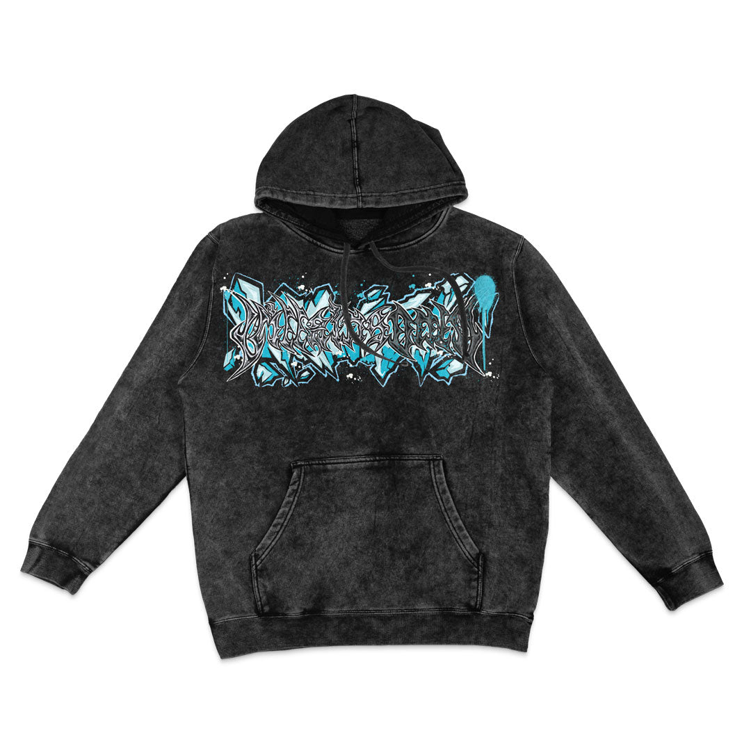 Frostbound Tyrant Mineral Wash Hoodie - Black